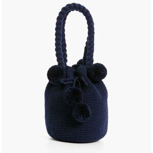 Marina Orth Foundation Navy Blue Mini Tassel Bag - Braided Bucket Tote - NEW